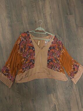 Free People Floral Boho Blouse in Rust